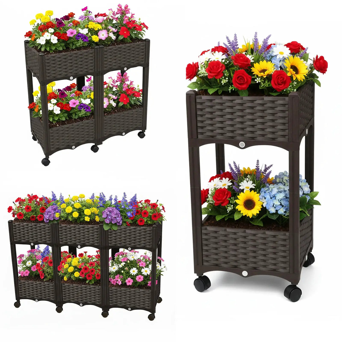 Raised Beds with Wheels Standing Planter Beds for Outdoor Plants Tomato Flower Vegetable from PriceLows™