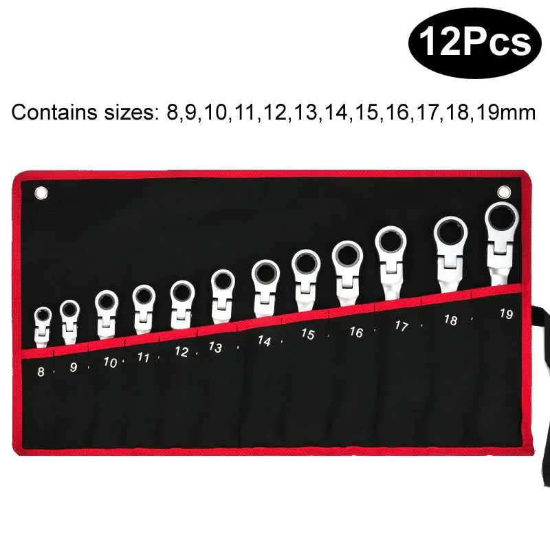 Flex Head Ratcheting Wrench Set,Combination Ended Spanner kits, Chrome Vanadium Steel Hand Tools Socket Key Ratchet Wrench set from PriceLows™