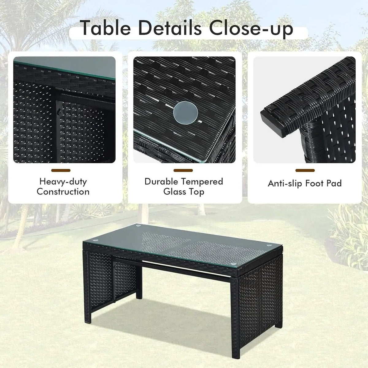 Rattan Outdoor Patio Furniture Set 4 Piece White Cushions from PriceLows™
