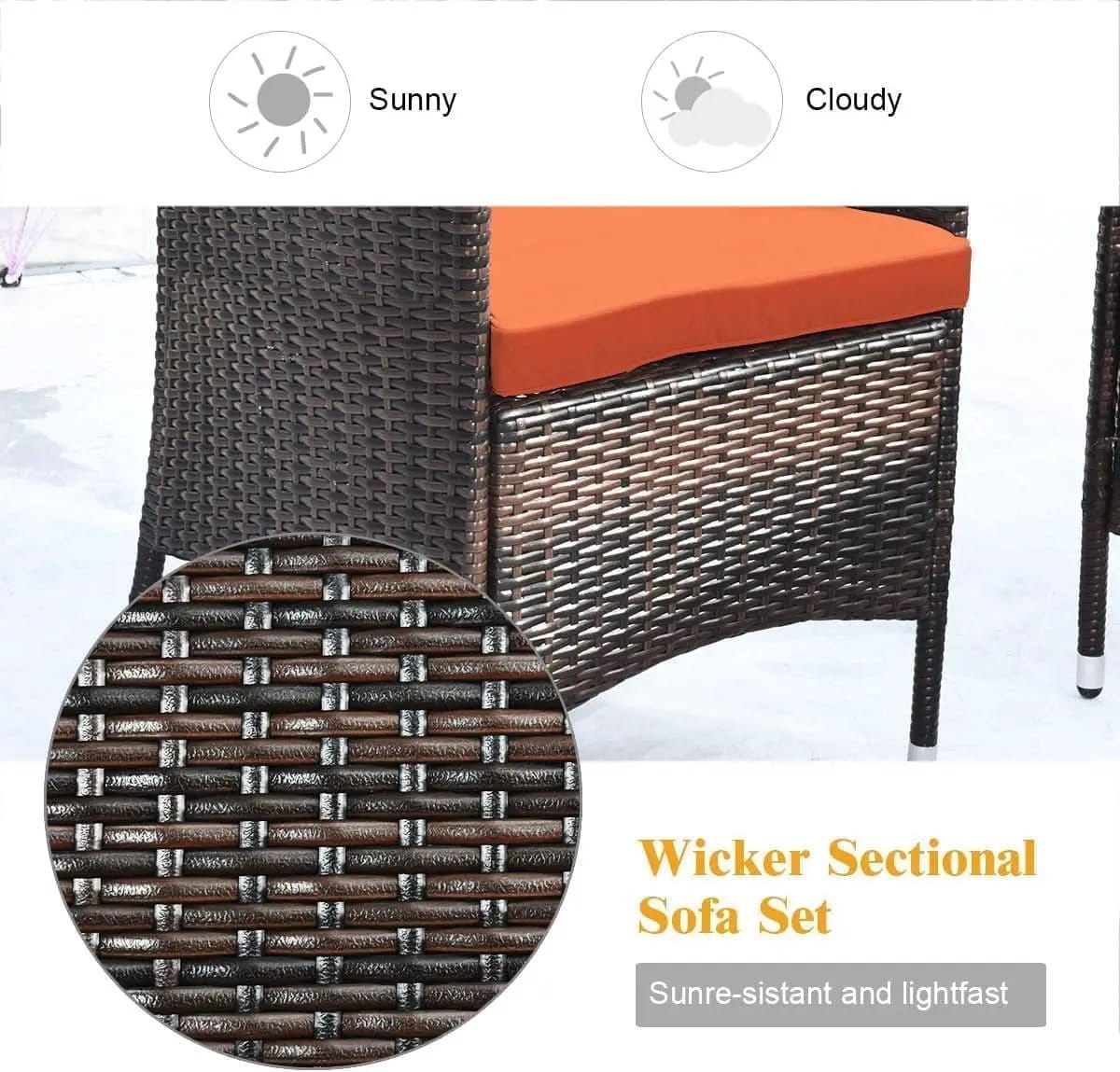 Rattan Patio Set With Cushioned Chairs And Glass Table from PriceLows™