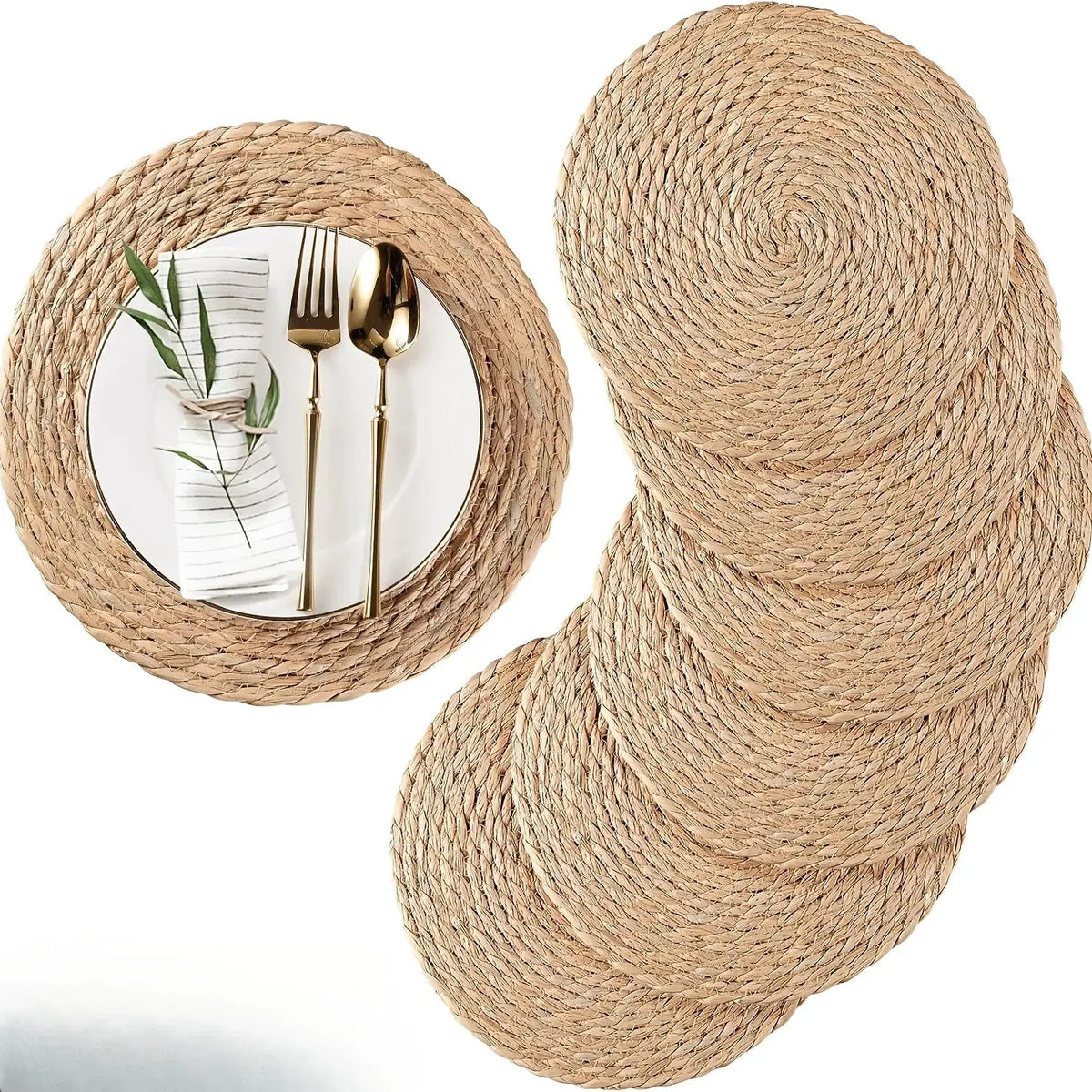 Rattan Placemats | Handwoven Round | PriceLows™
