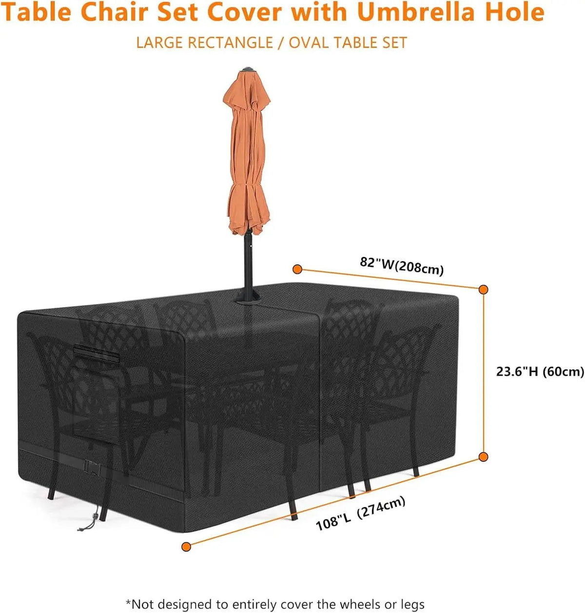 Rectangle Patio Table Cover 108 Inch Long Waterproof from PriceLows™