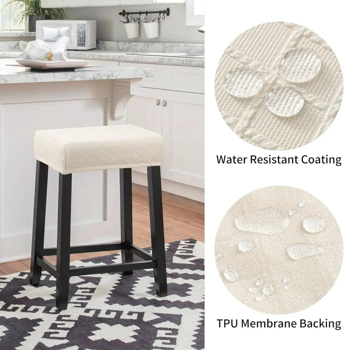 Rectangle Stool Covers 2 Pack Waterproof Stretch Bar Stools from PriceLows™