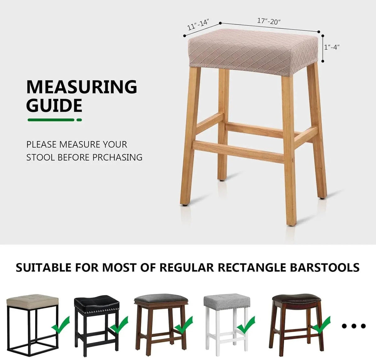 Rectangular Bar Stool Covers 2 Pack Waterproof Stretch from PriceLows™