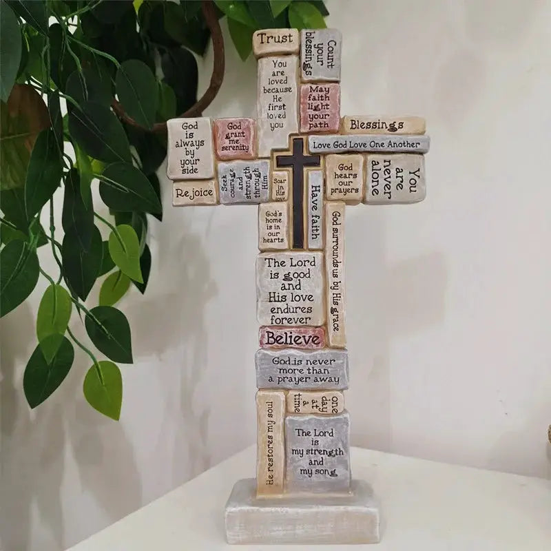 Resin Cross Tombstone | Halloween Yard Decor | PriceLows™