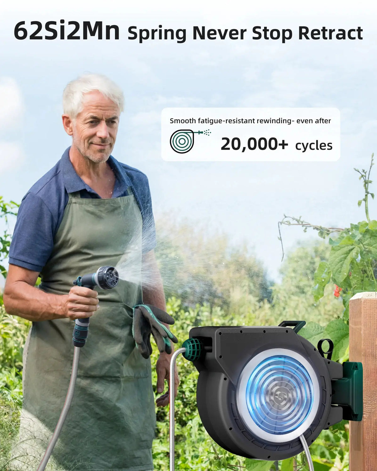 Retractable Garden Wall Mounted Heavy Duty Hose Reel 1/2" x 100 ft with PRO Metal Bracket Auto Rewind System 180° Swivel from PriceLows™