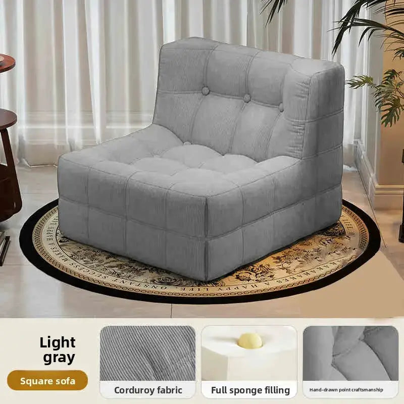 Retro Block Lazy Sofa | Corduroy Fabric | Sponge Filling | Single from PriceLows™