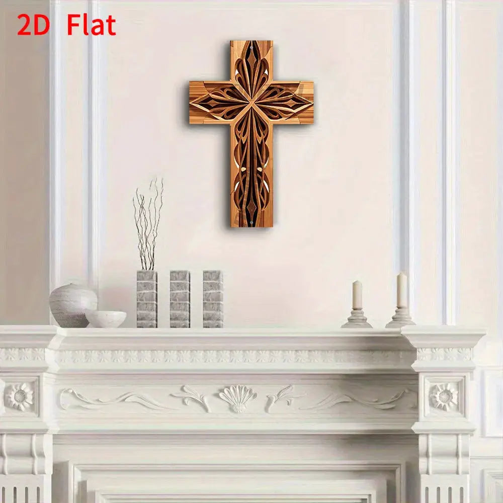 Retro Metal Cross Wall Plaque | Indoor Outdoor 2D Art | PriceLows™