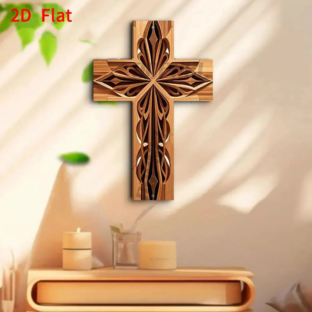 Retro Metal Cross Wall Plaque | Indoor Outdoor 2D Art | PriceLows™