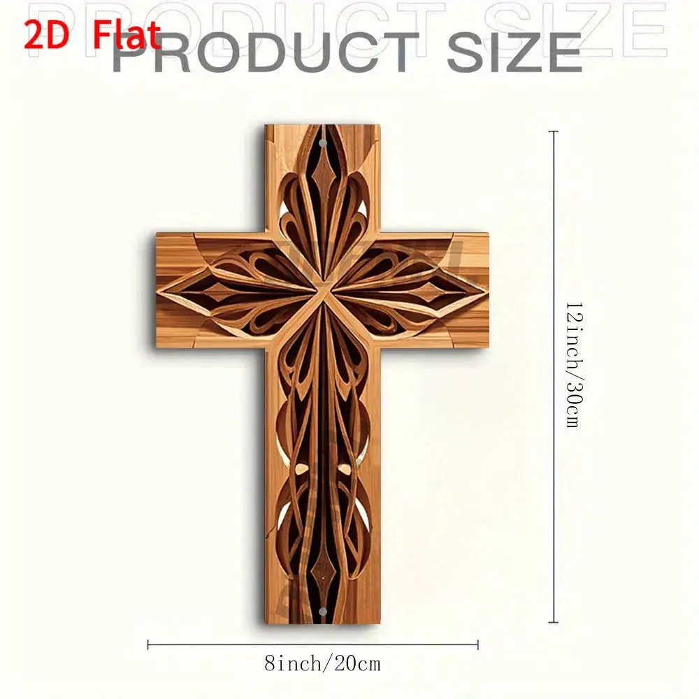 Retro Metal Cross Wall Plaque | Indoor Outdoor 2D Art | PriceLows™