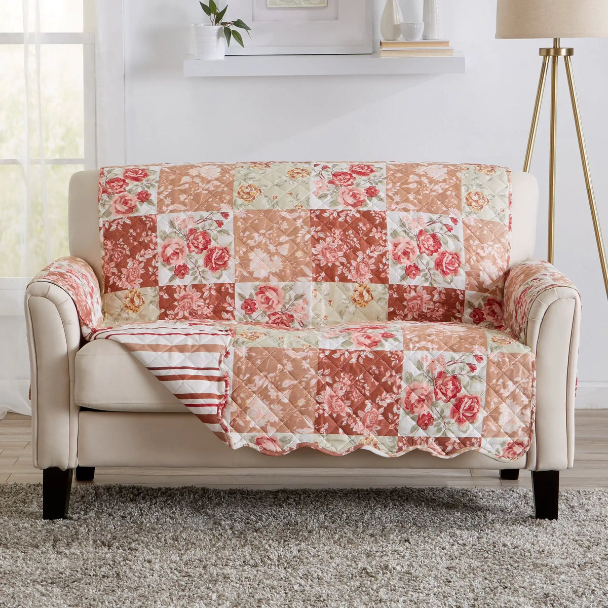 Reversible Floral Patchwork Furniture Protector - Maribel Collection from PriceLows™