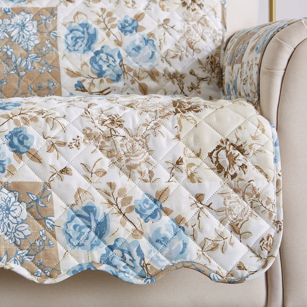 Reversible Floral Patchwork Furniture Protector - Maribel Collection from PriceLows™