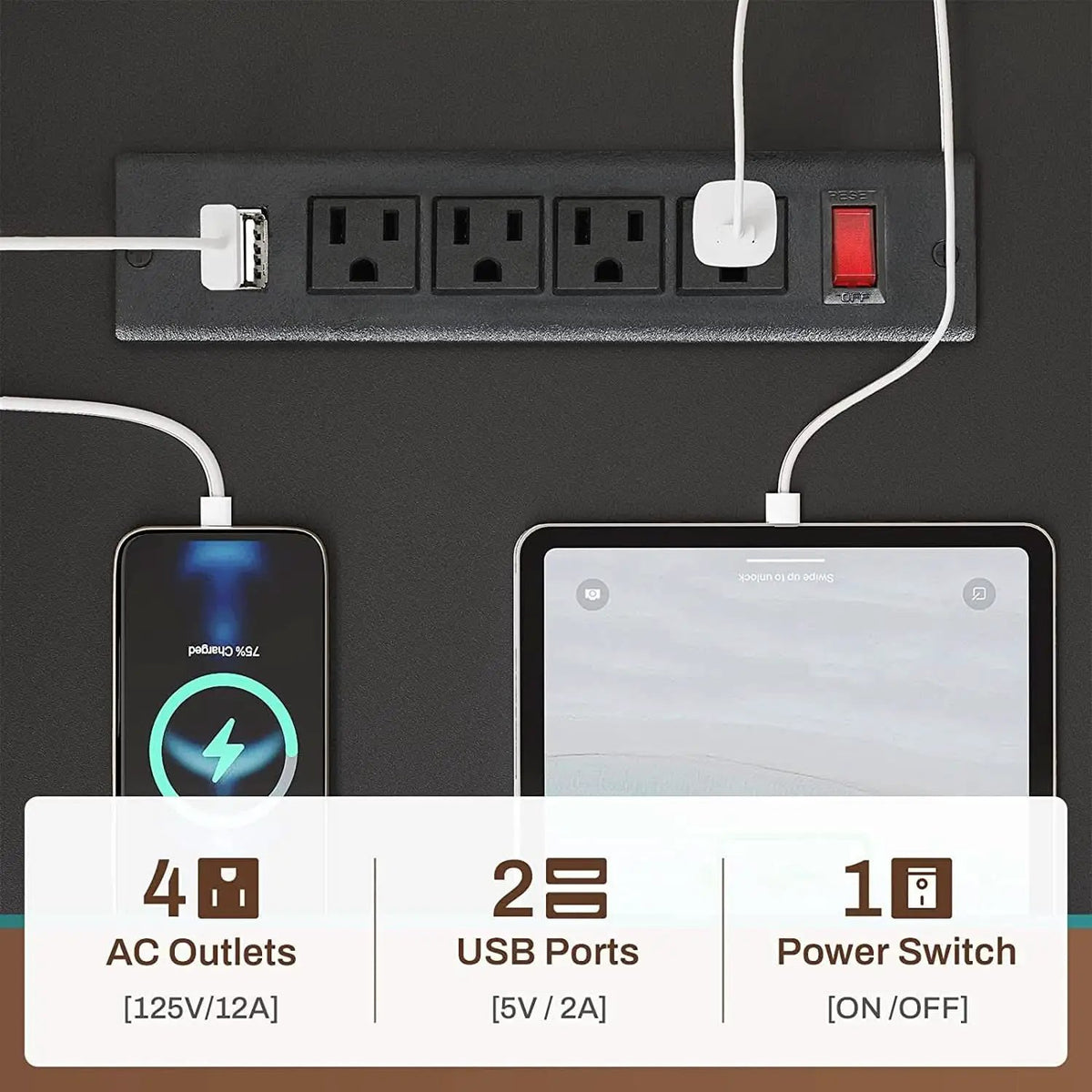 Reversible L Shaped Gaming Desk With Power Outlet from PriceLows™