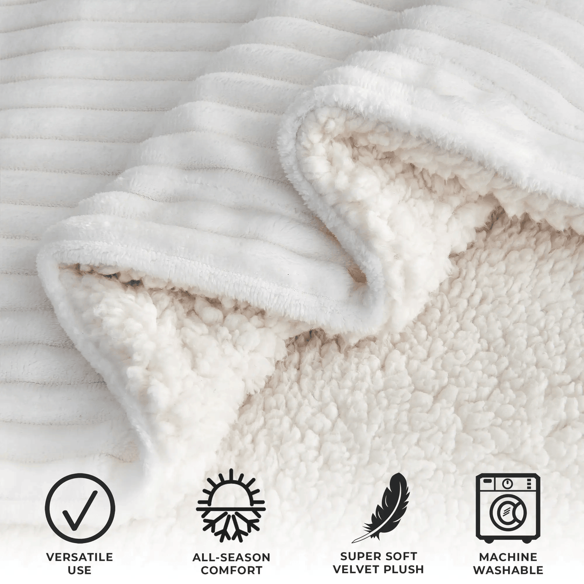 Ribbed Sherpa Throw Blanket - Corduroy Collection from PriceLows™