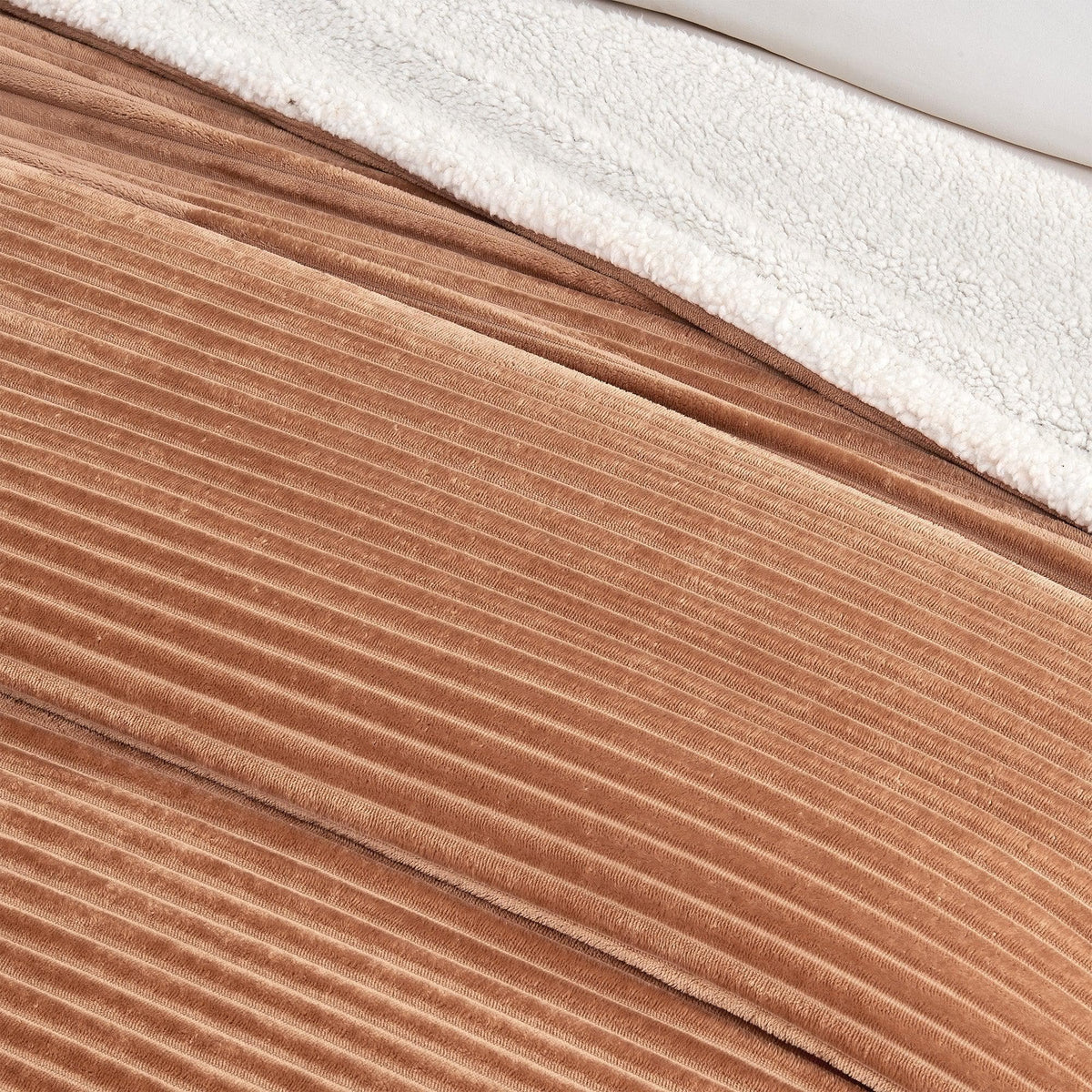 Ribbed Sherpa Throw Blanket - Corduroy Collection from PriceLows™