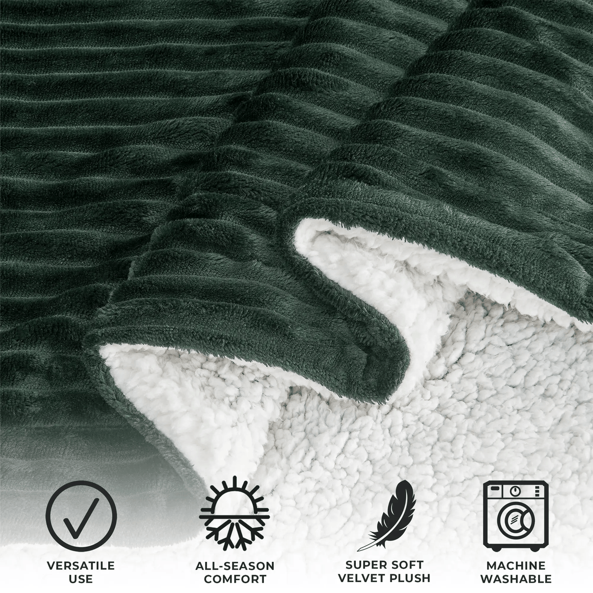 Ribbed Sherpa Throw Blanket - Corduroy Collection from PriceLows™