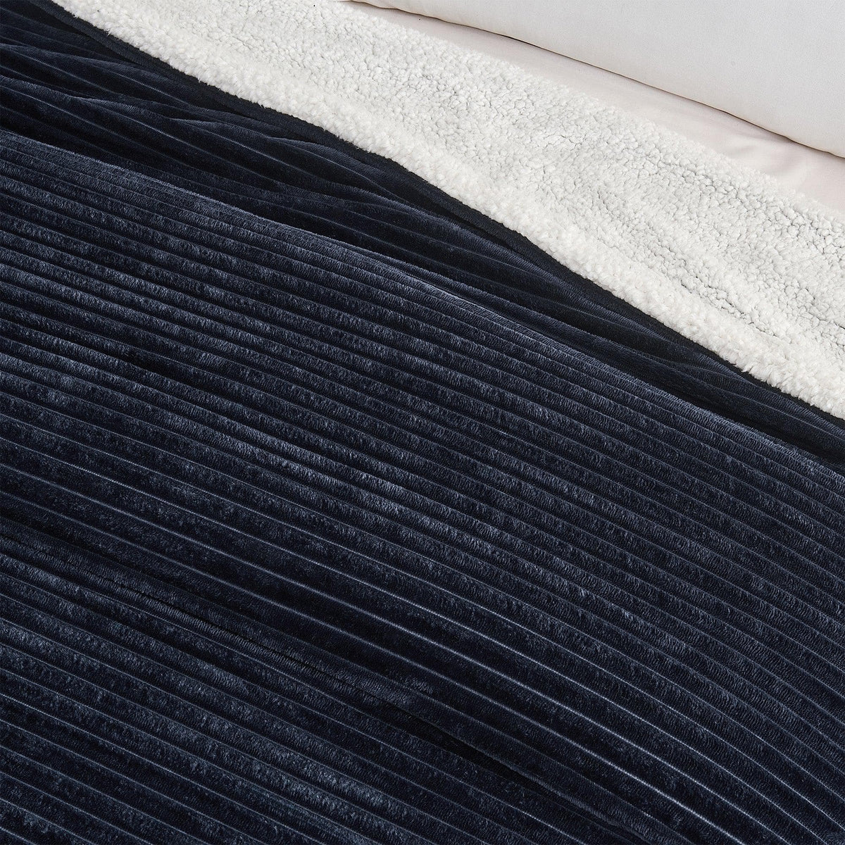 Ribbed Sherpa Throw Blanket - Corduroy Collection from PriceLows™