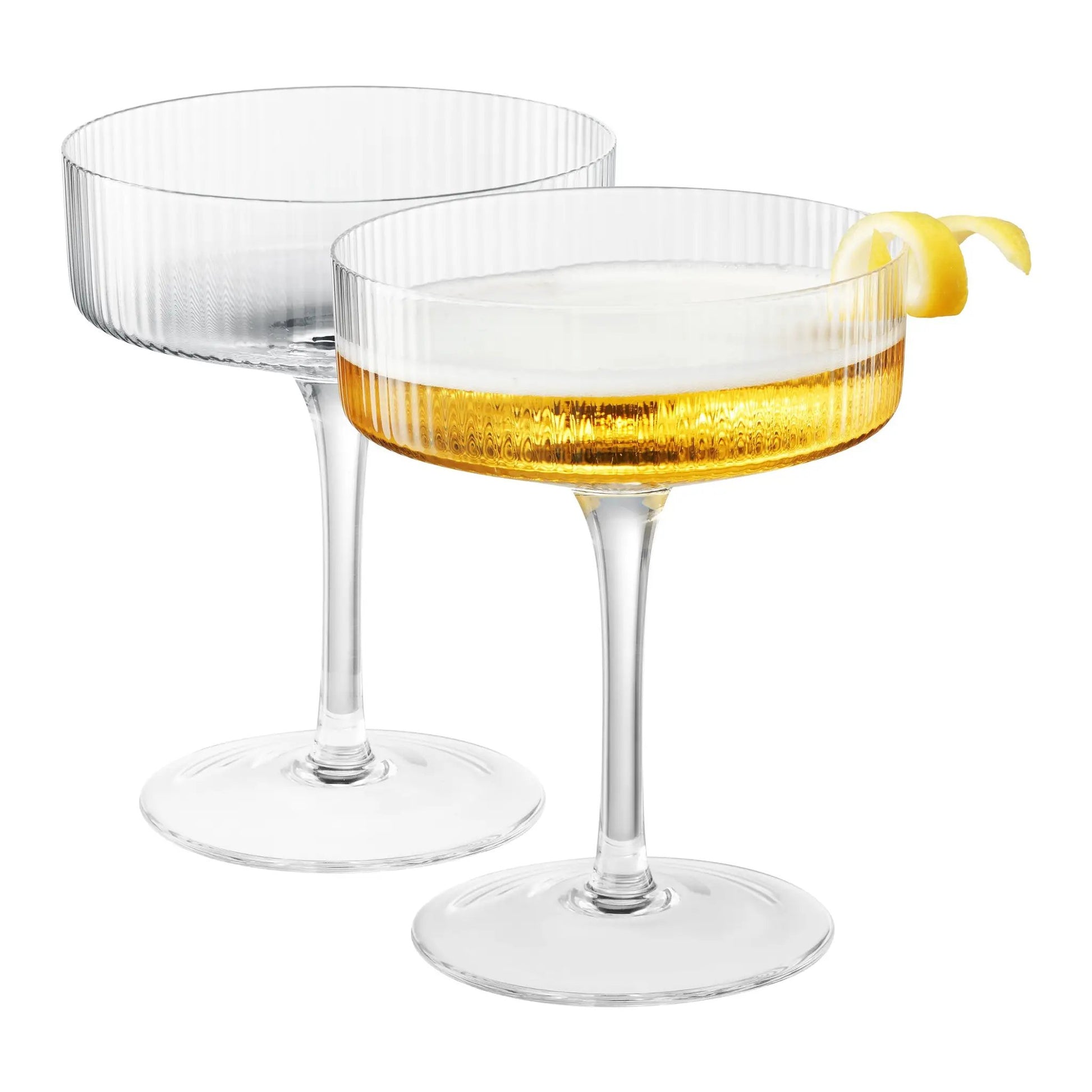 Como Ribbed Champagne Coupe Cocktail Glassware, Set of 2 from PriceLows™
