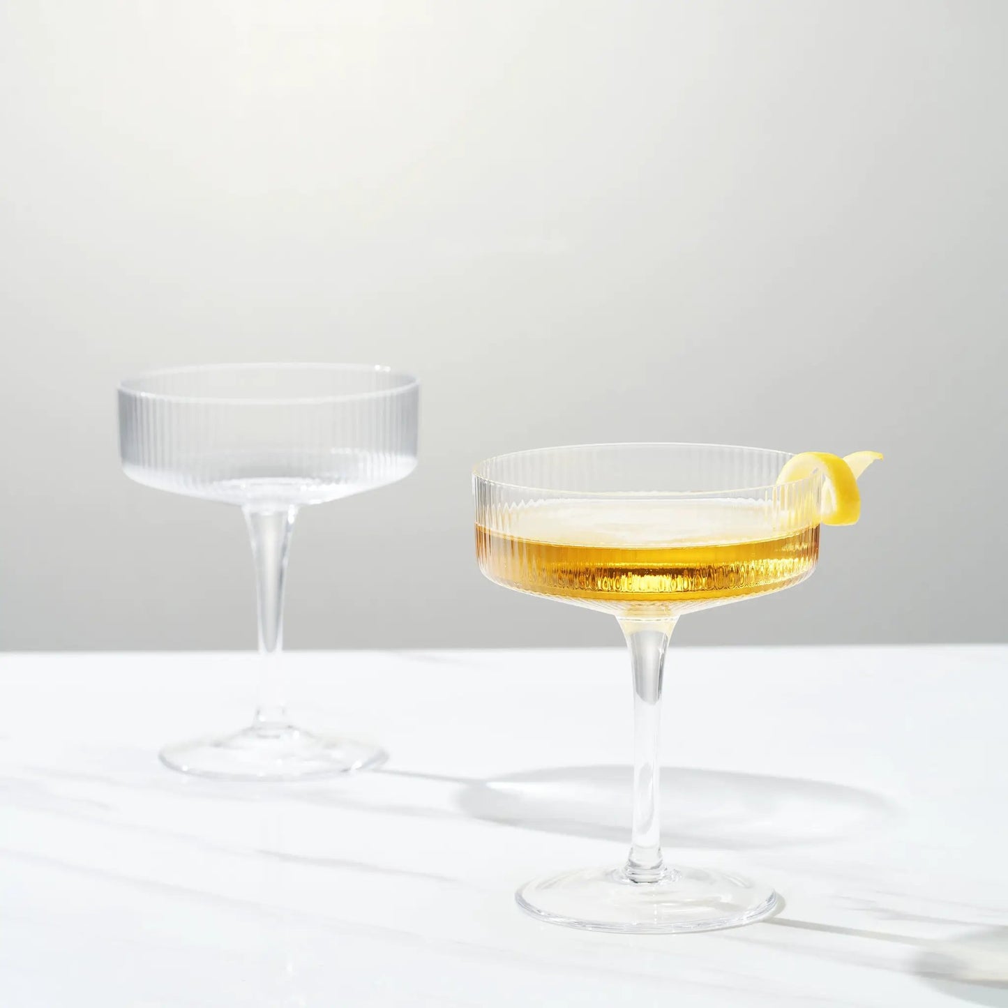 Como Ribbed Champagne Coupe Cocktail Glassware, Set of 2 from PriceLows™