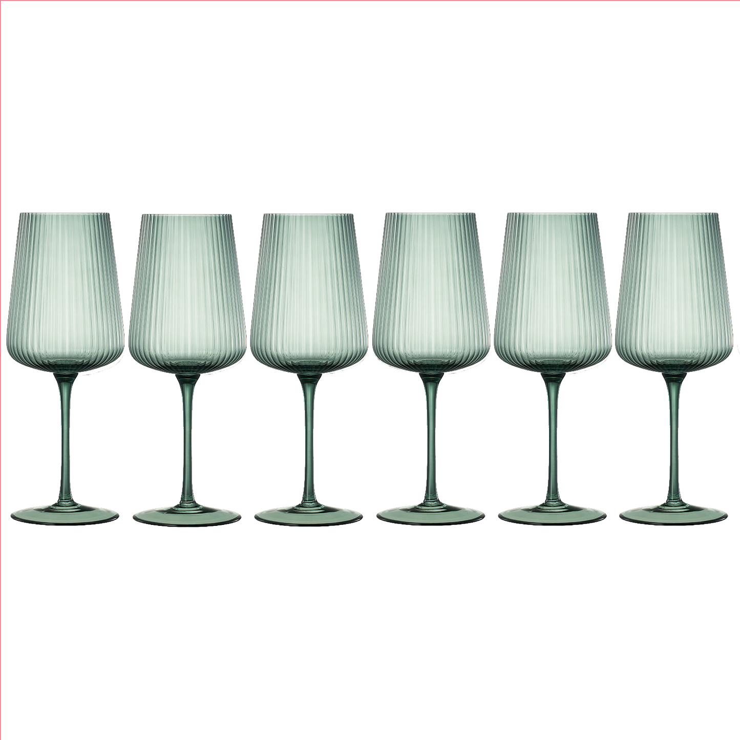 Tonal Ribbed Stemmed Wine Glassware, Set of 6 from PriceLows™