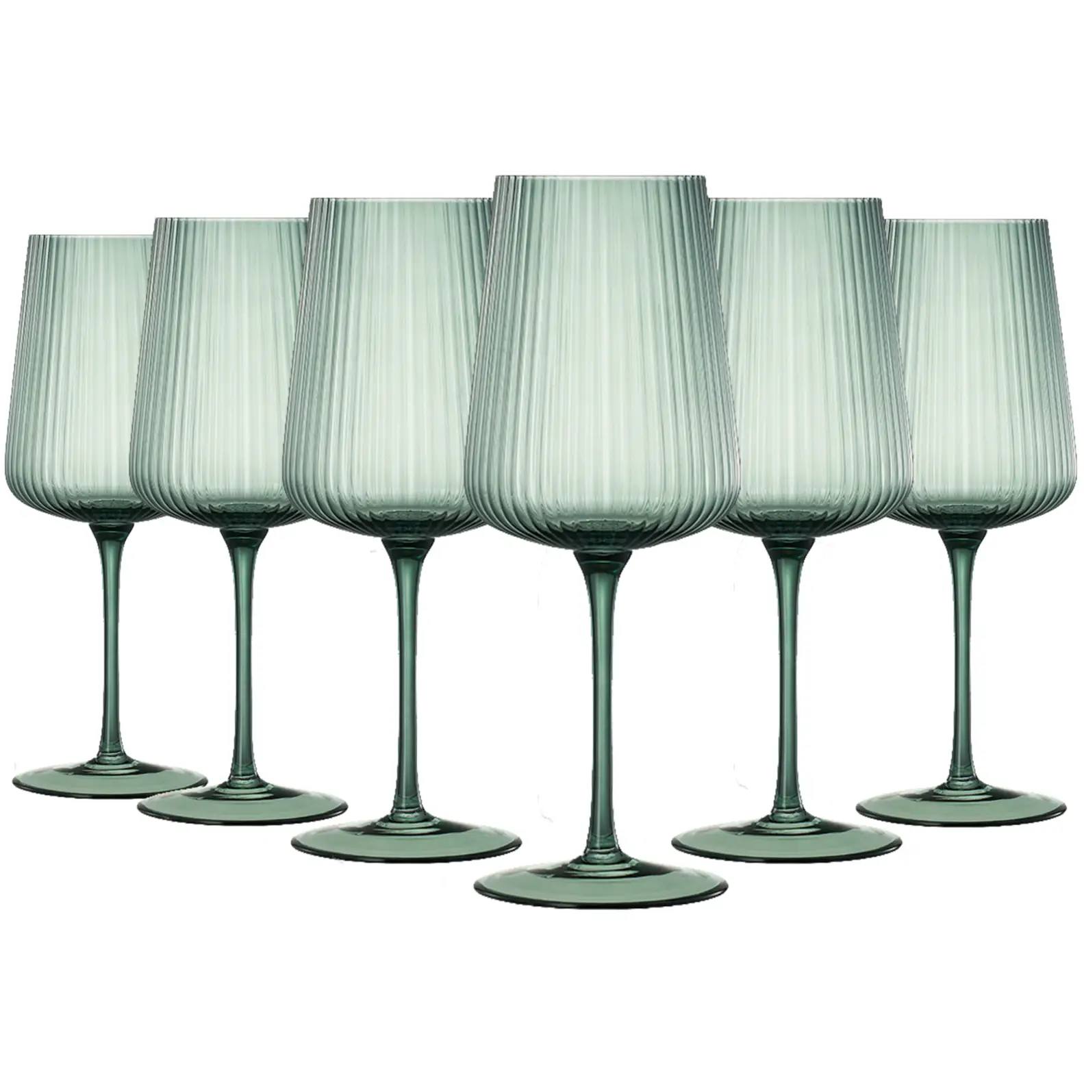 Tonal Ribbed Stemmed Wine Glassware, Set of 6 from PriceLows™