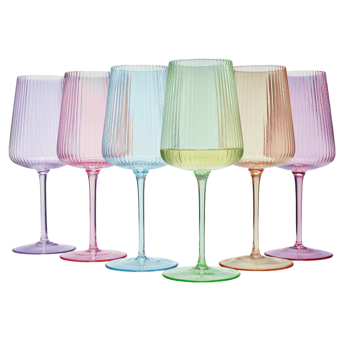 Monet Ribbed Stemmed Wine Glassware | 19 oz | Set of 6 | Entertaining