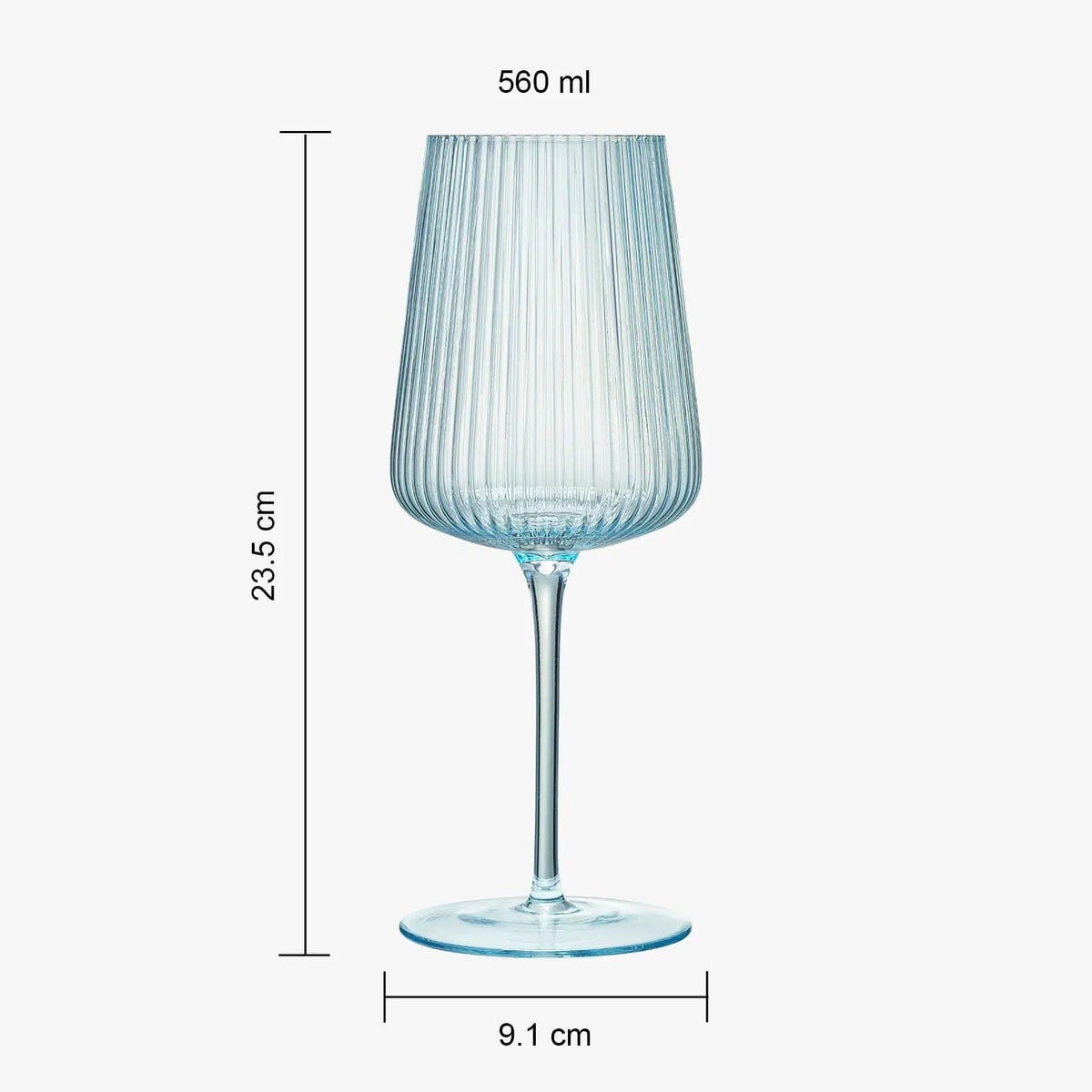 Monet Ribbed Stemmed Wine Glassware | 19 oz | Set of 6 | Entertaining