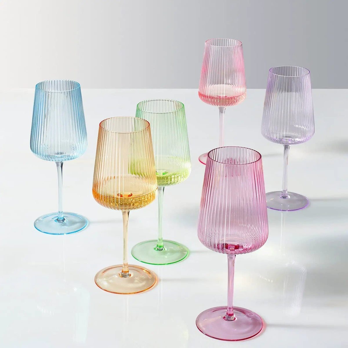 Monet Ribbed Stemmed Wine Glassware | 19 oz | Set of 6 | Entertaining