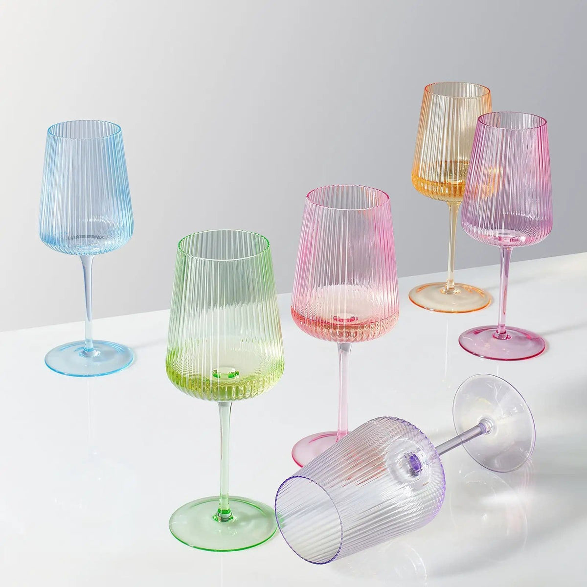 Monet Ribbed Stemmed Wine Glassware | 19 oz | Set of 6 | Entertaining