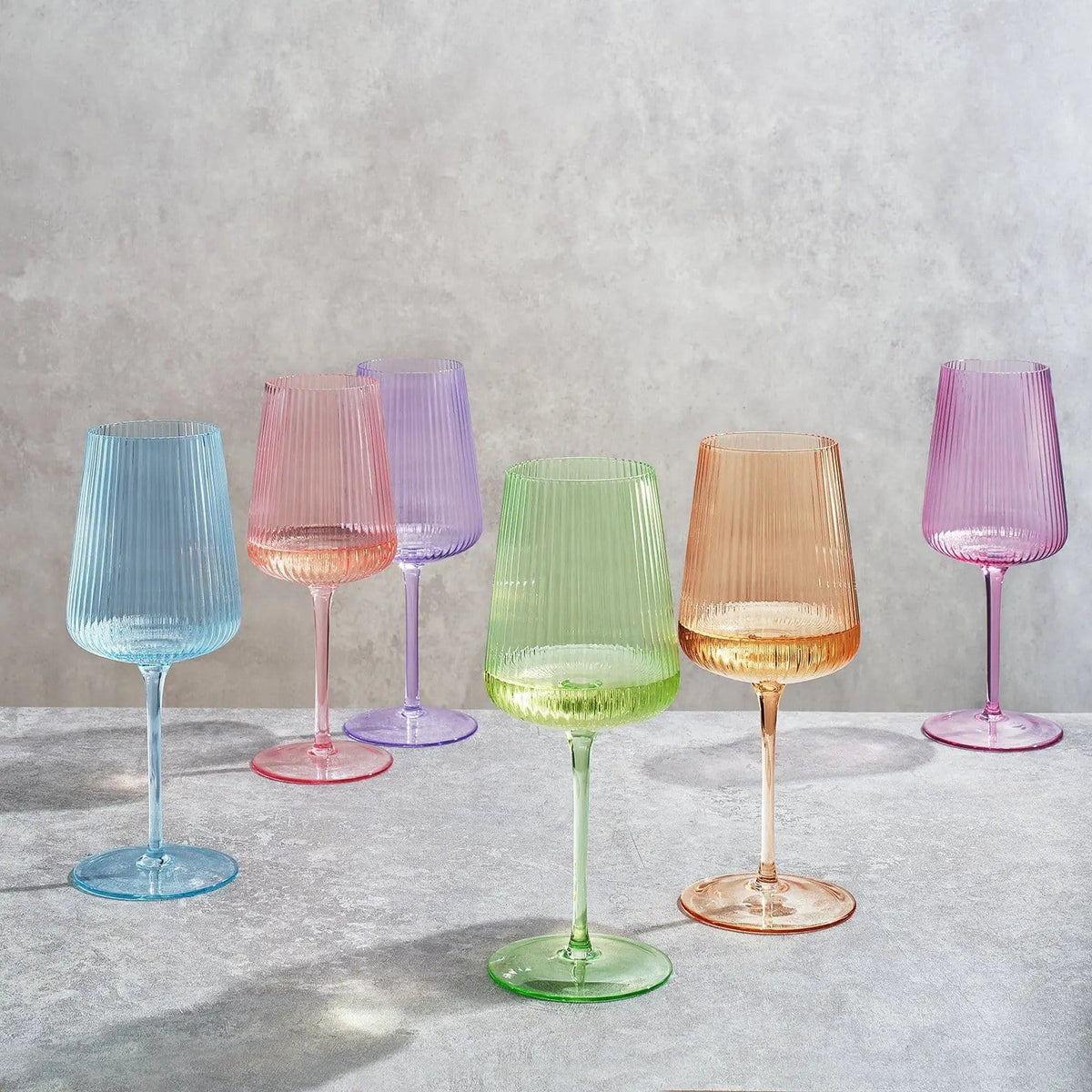 Monet Ribbed Stemmed Wine Glassware | 19 oz | Set of 6 | Entertaining
