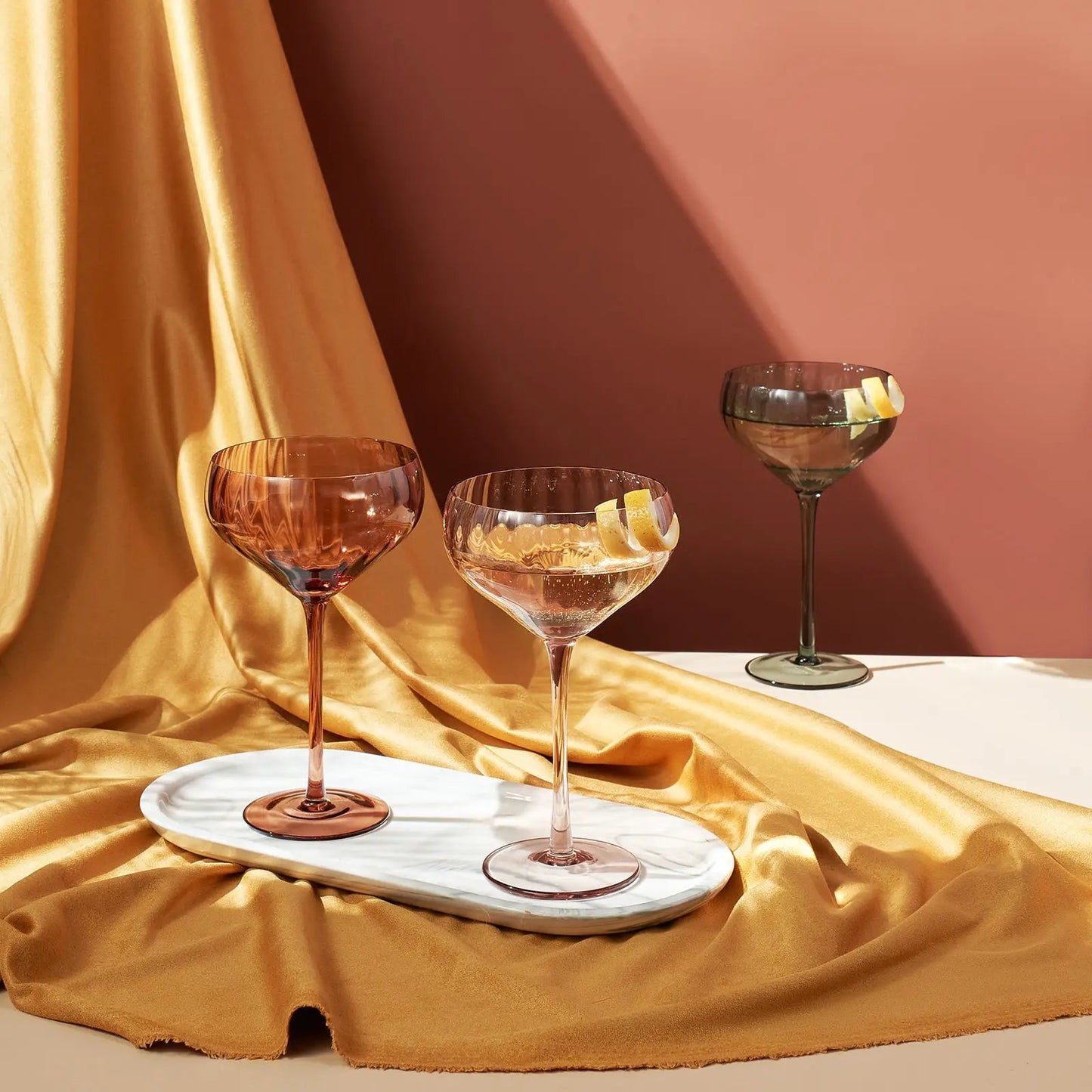 Tonal Tulip Champagne Coupe, Cocktail Glassware, Set of 6 from PriceLows™