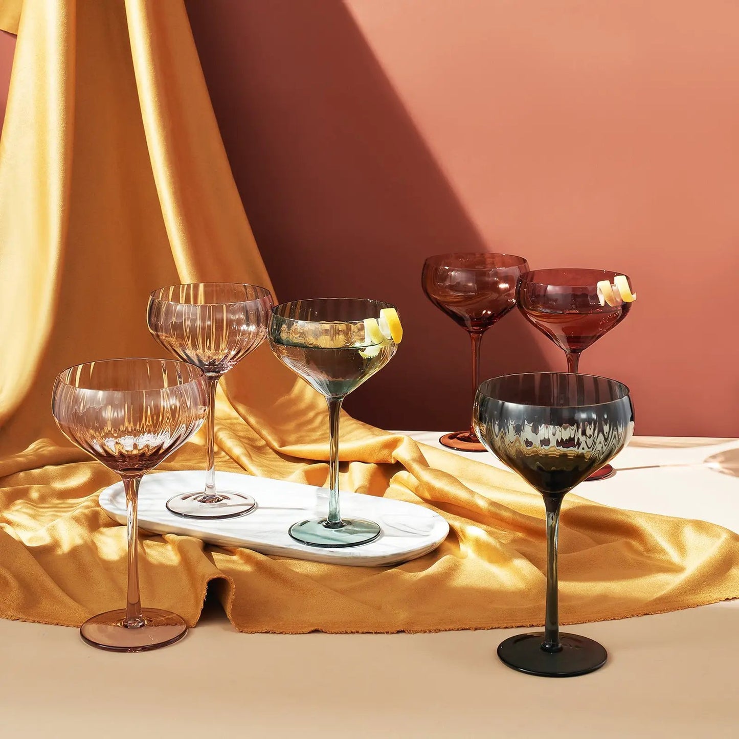 Tonal Tulip Champagne Coupe, Cocktail Glassware, Set of 6 from PriceLows™