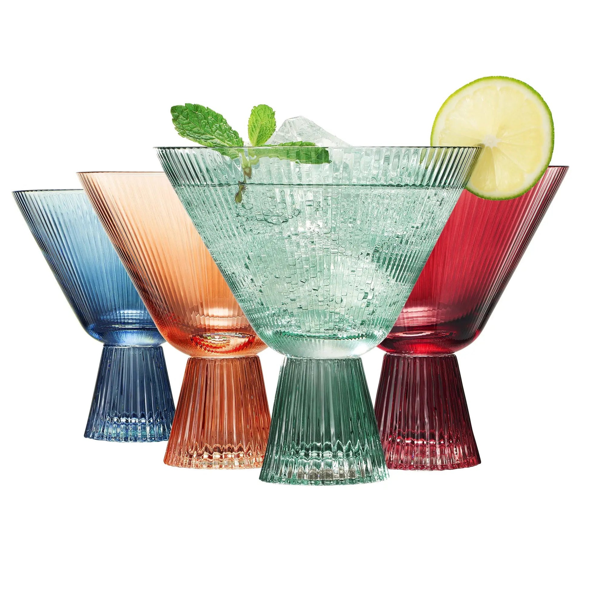 Tonal Ribbed Martini Cocktail Glassware, Set of 4 from PriceLows™