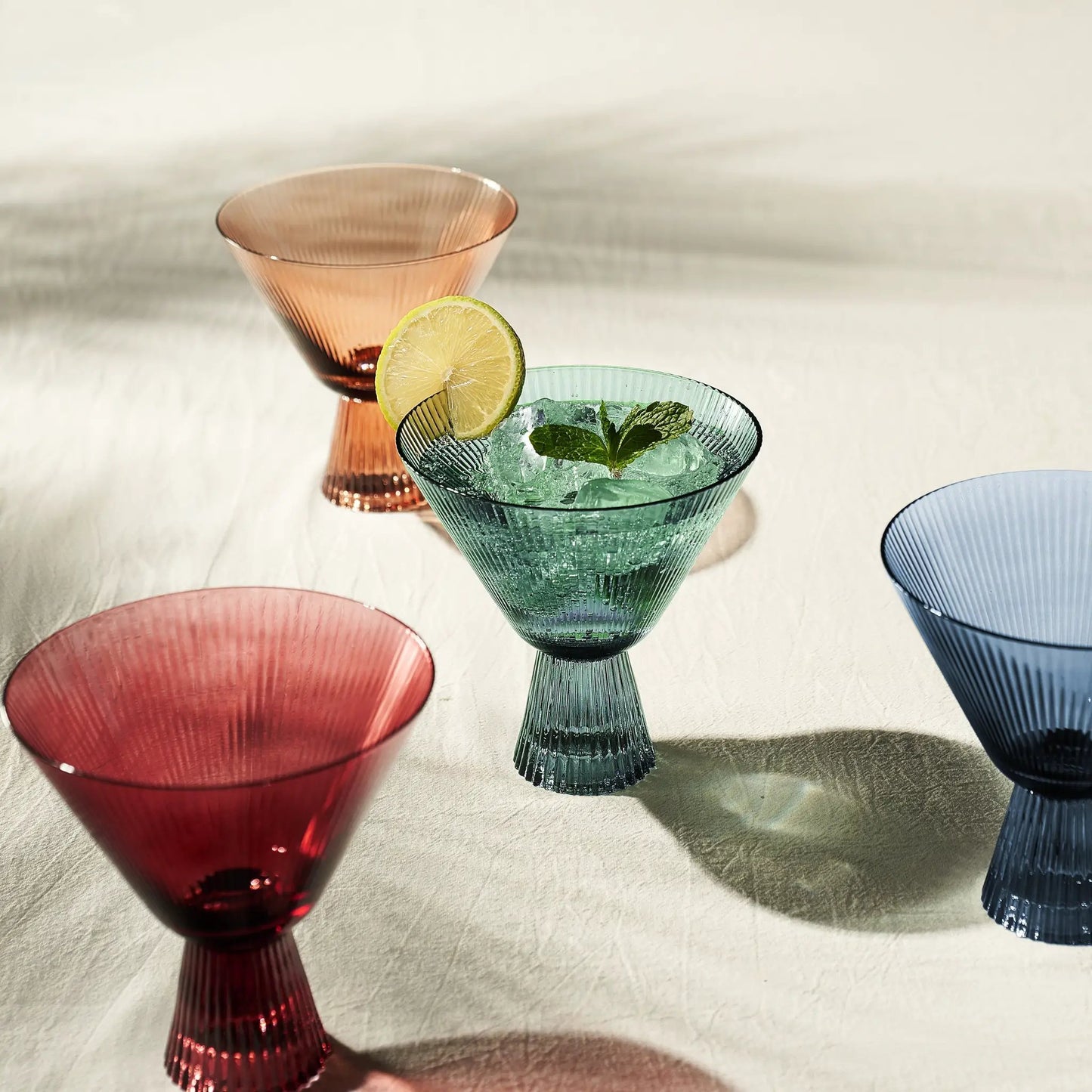 Tonal Ribbed Martini Cocktail Glassware, Set of 4 from PriceLows™