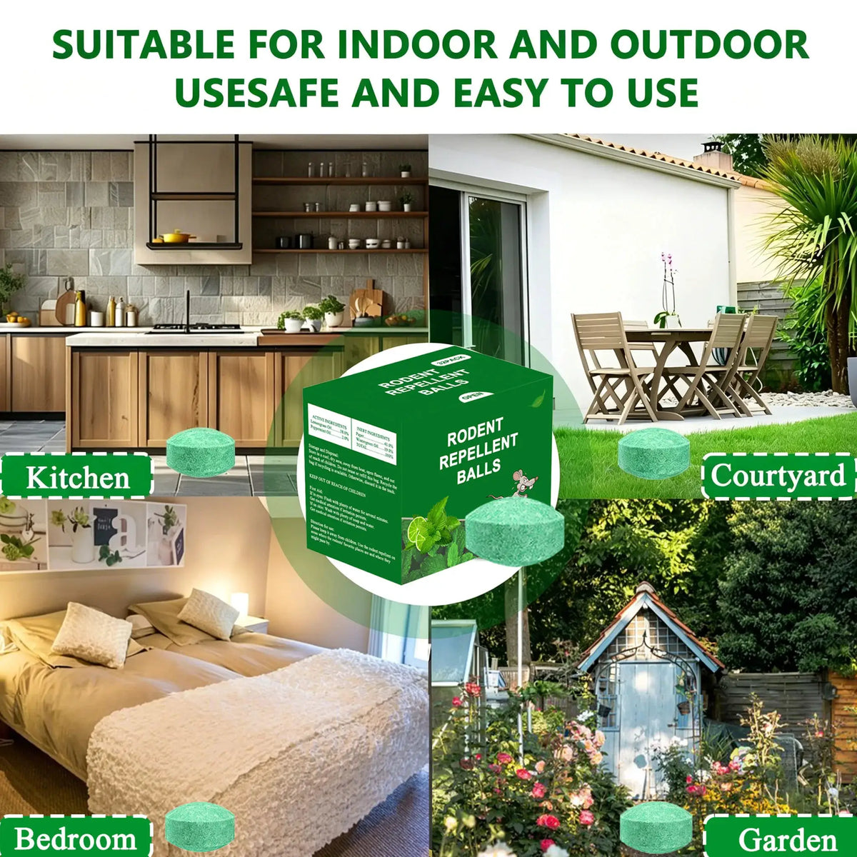 Rodent Repellent Balls, 48 PCS Rodent Control, Natural Mouse Repellent Peppermint Oil for Mice, Rats, Squirrels, Skunks, Raccoon, Spiders and Pests, Keeps Pests Away Effectively from Garden & Home (Peppermint) from PriceLows™