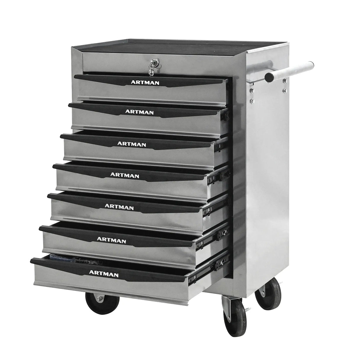 7 Drawer Rolling Tool Box Hardware Storage Tool Cabinet, Heavy Duty Steel Metal Cart, Lockable, Shop Garage NEW,black and silver from PriceLows™