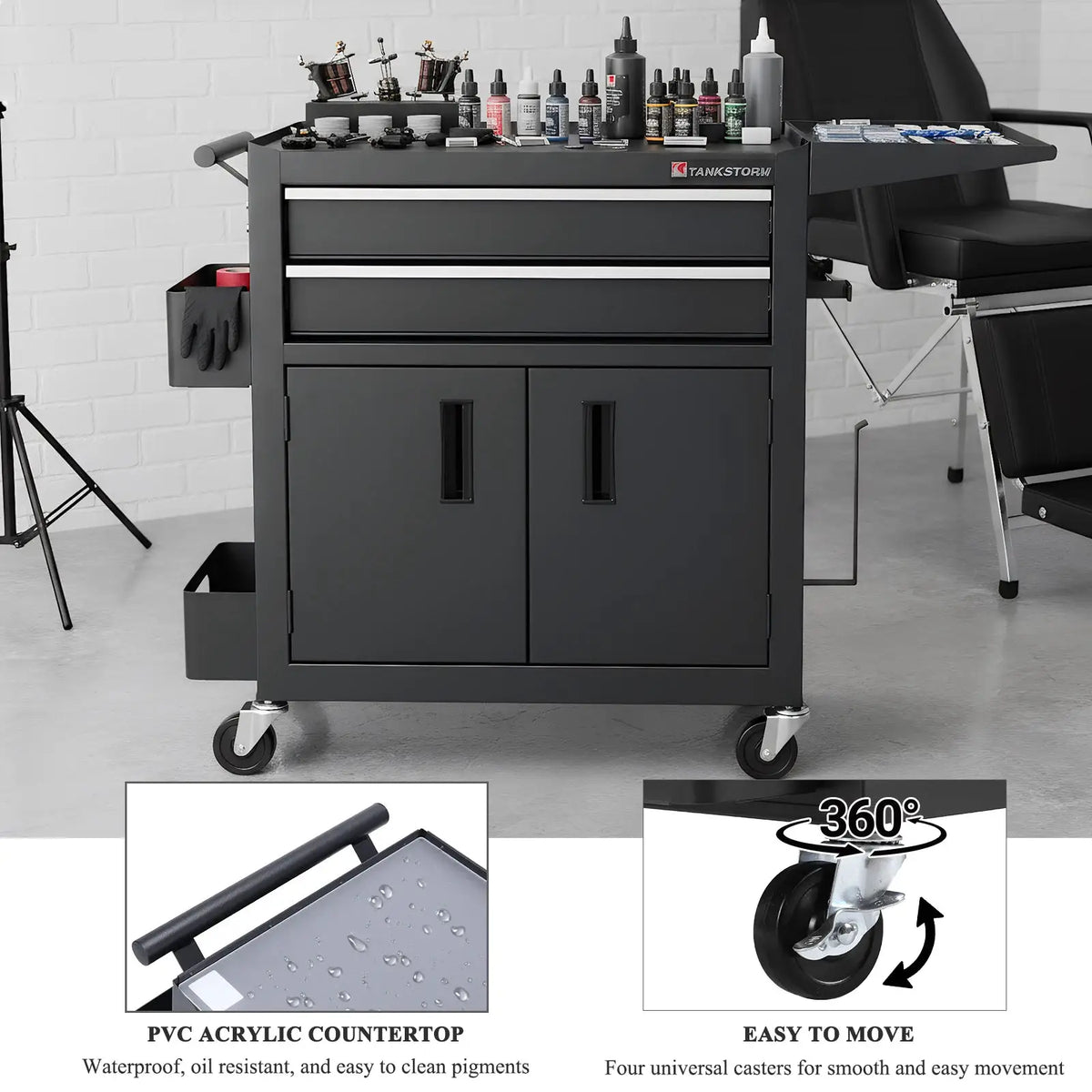 Drawer Rolling Tool Chest with Wheels Lockable & Drawers Storage Cart with Hooks Multi-Functional Hairdressing Beauty Trolley from PriceLows™