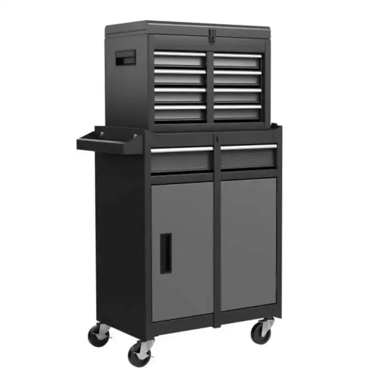 2-in-1 Rolling Tool Chest with 5 Sliding Lockable Drawers-Black & Gray from PriceLows™