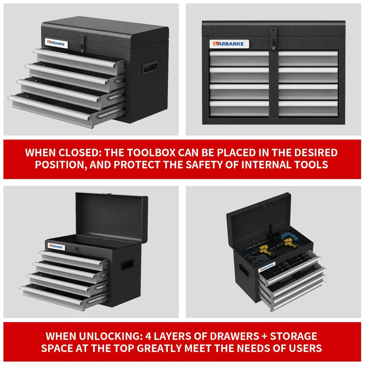8/4 Drawer High Capacity Rolling Tool Chest, 2-In-1 Removable Cabinet Storage Tool Box with Wheels And Drawers, Detachable Toolbox with Lock for Workshop Mechanics Garage, Carshop from PriceLows™