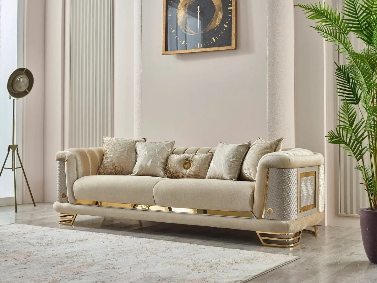 Living Room Set | Fabric Upholstery | Wood Frame | Sofa Loveseat Chair