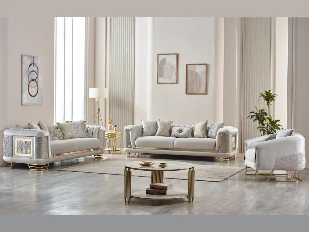 Living Room Set | Fabric Upholstery | Wood Frame | Sofa Loveseat Chair