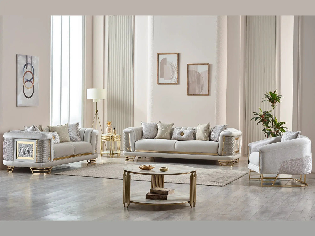 Romans Sofa | Curved Design | 3 Seater | Metal Accents
