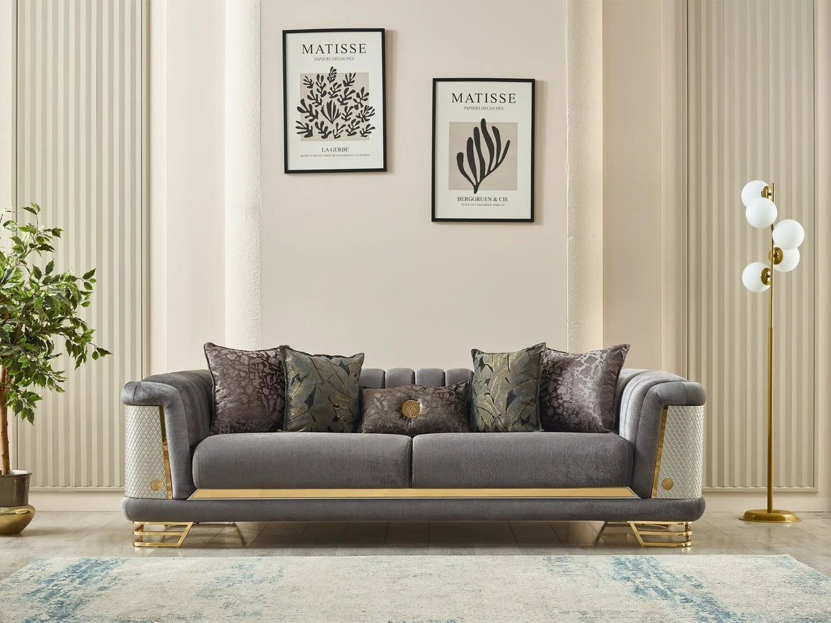 Living Room Set | Fabric Upholstery | Wood Frame | Sofa Loveseat Chair