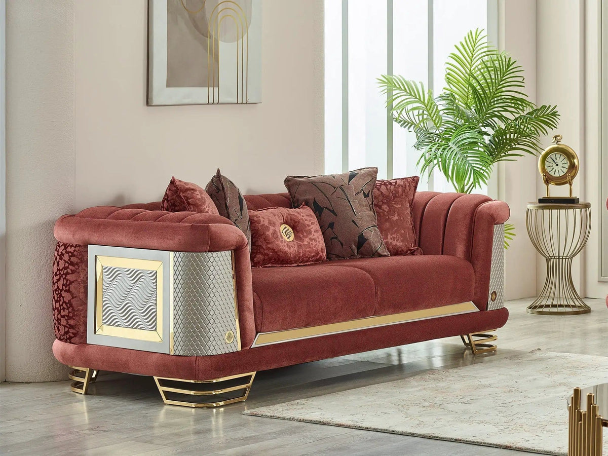Living Room Set | Fabric Upholstery | Wood Frame | Sofa Loveseat Chair