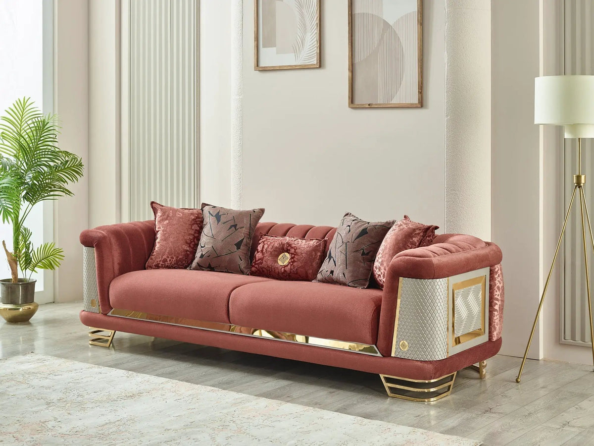 Living Room Set | Fabric Upholstery | Wood Frame | Sofa Loveseat Chair
