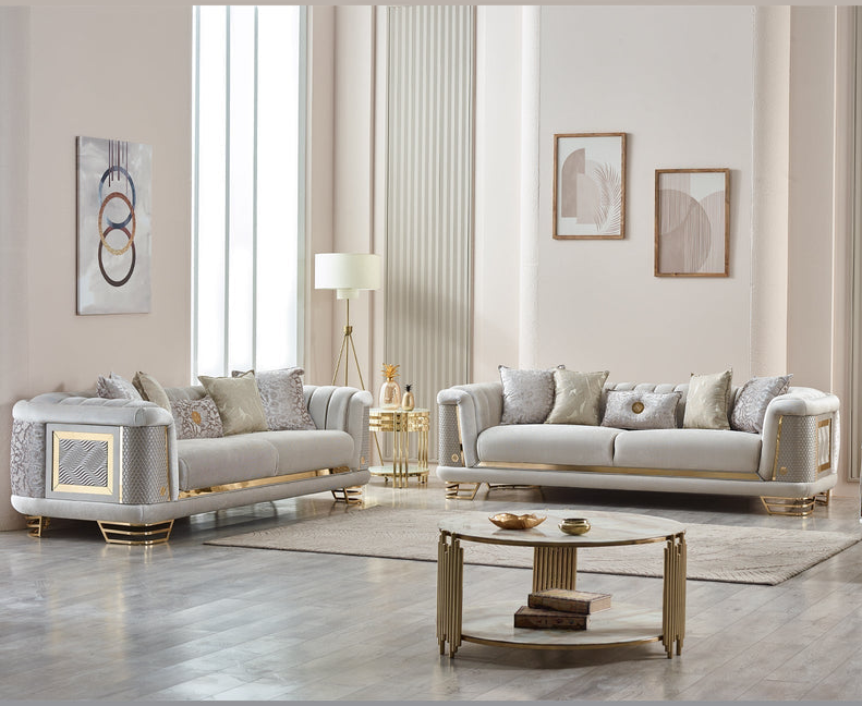 Living Room Set | Fabric Upholstery | Wood Frame | Sofa Loveseat Chair