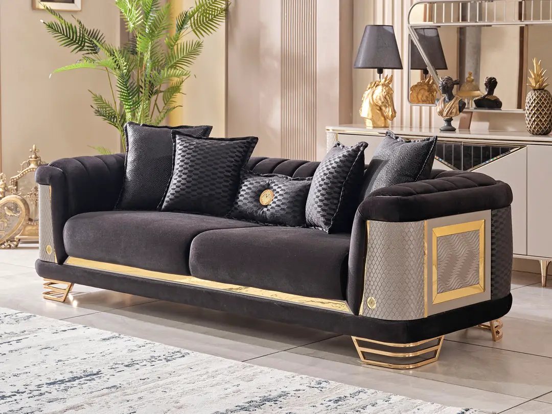 Living Room Set | Fabric Upholstery | Wood Frame | Sofa Loveseat Chair