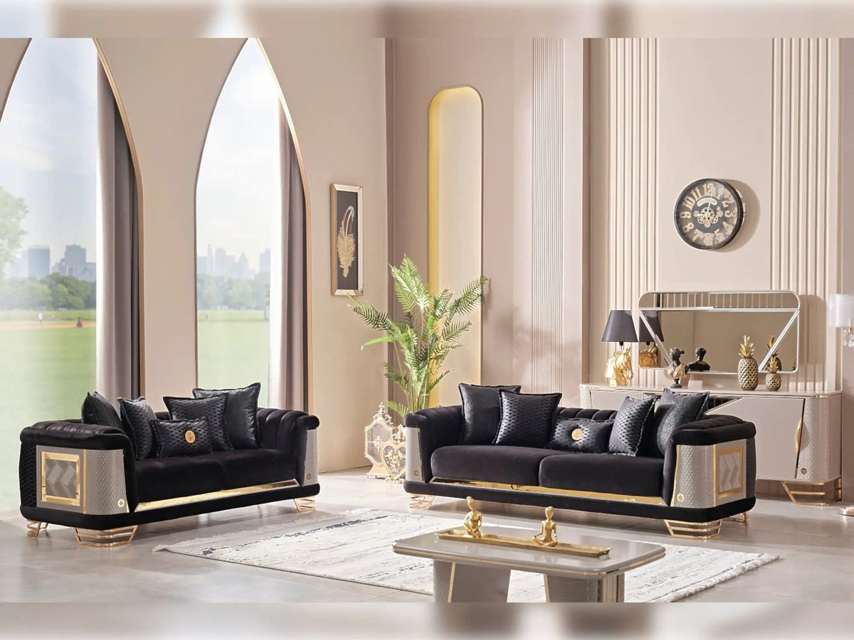 Romans Sofa | Curved Design | 3 Seater | Metal Accents