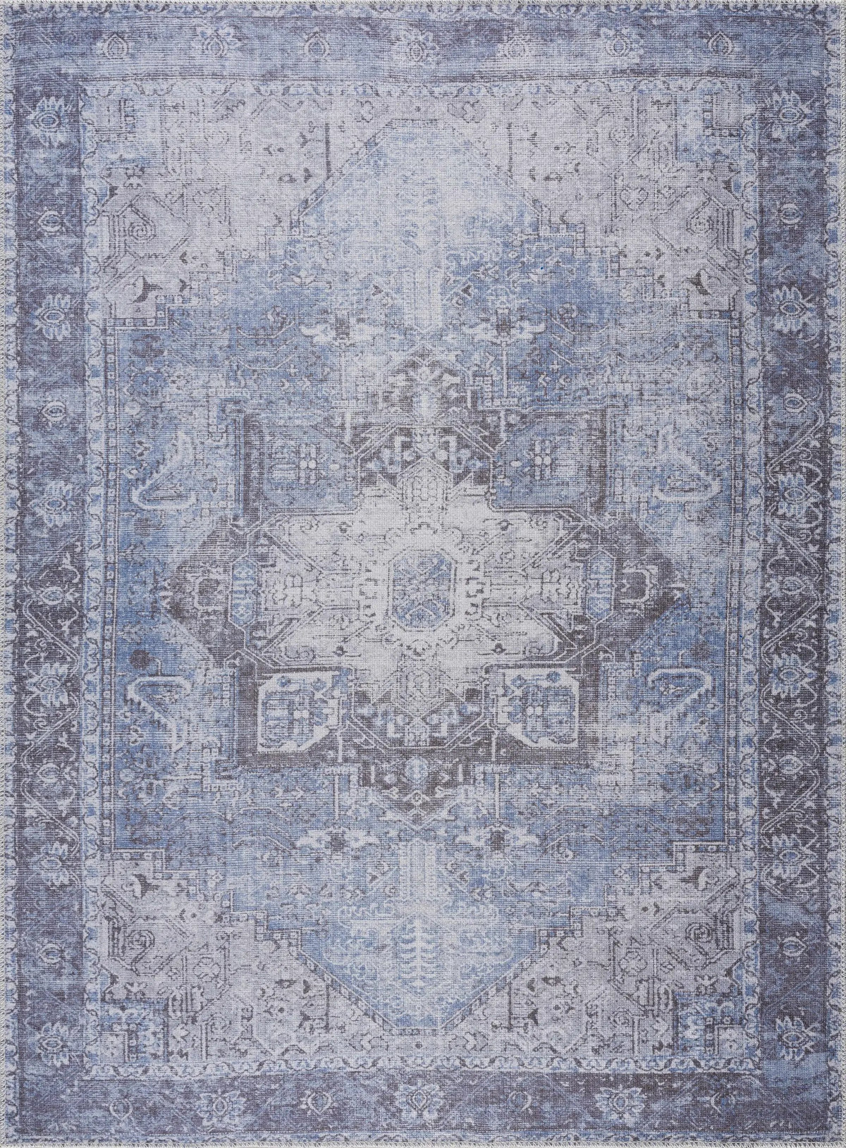 Rosman Blue Washable Area Rug from PriceLows™