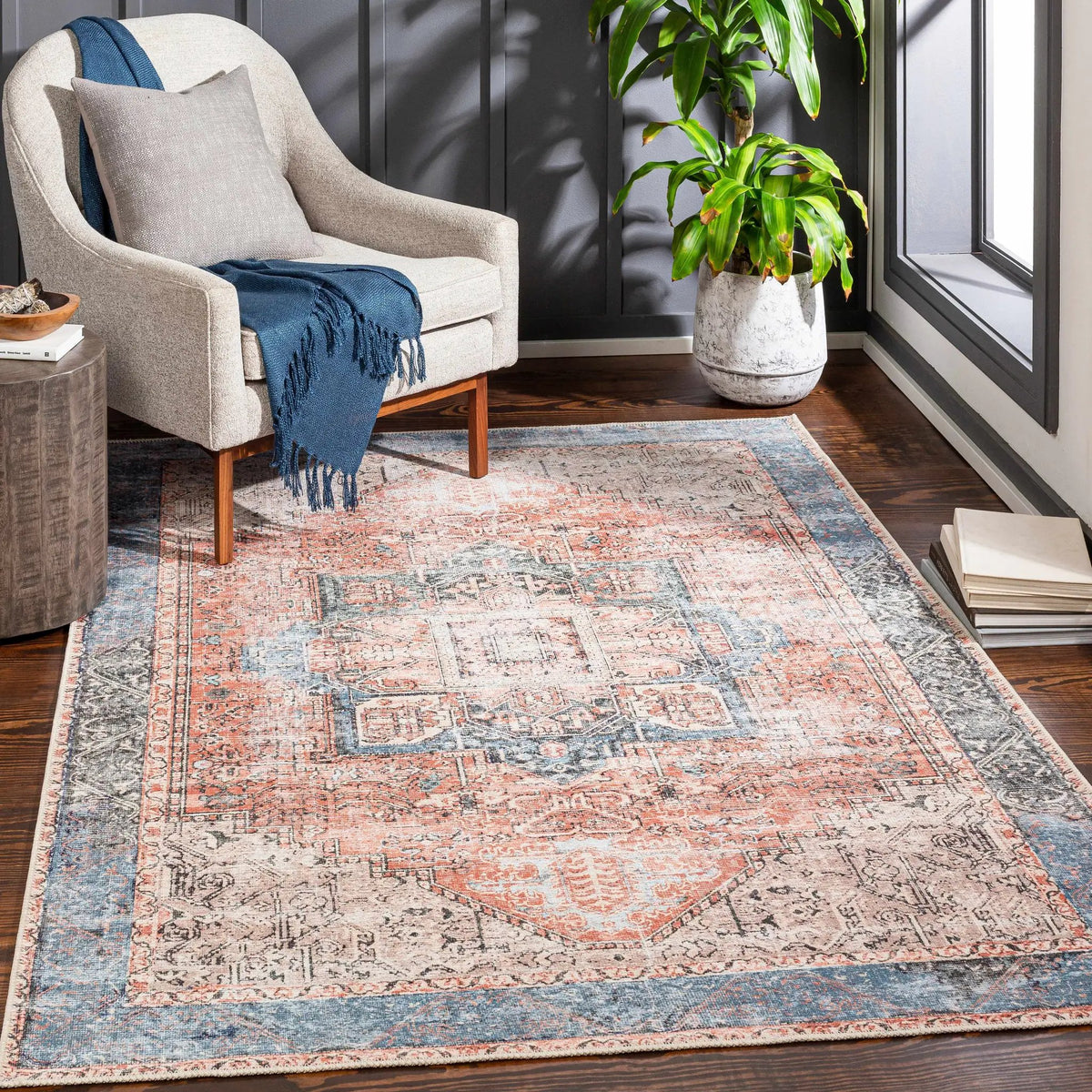 Rosman Distressed Washable Rug from PriceLows™